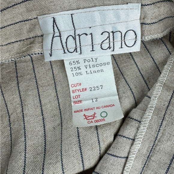 Vintage Adriano Striped Pant Suit Beige Size 12 - Picture 3 of 10